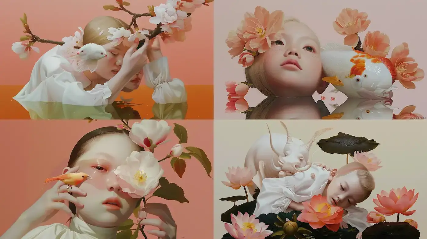 Serene and Dreamlike Imagery with Ethereal Elements - Midjourney sref style