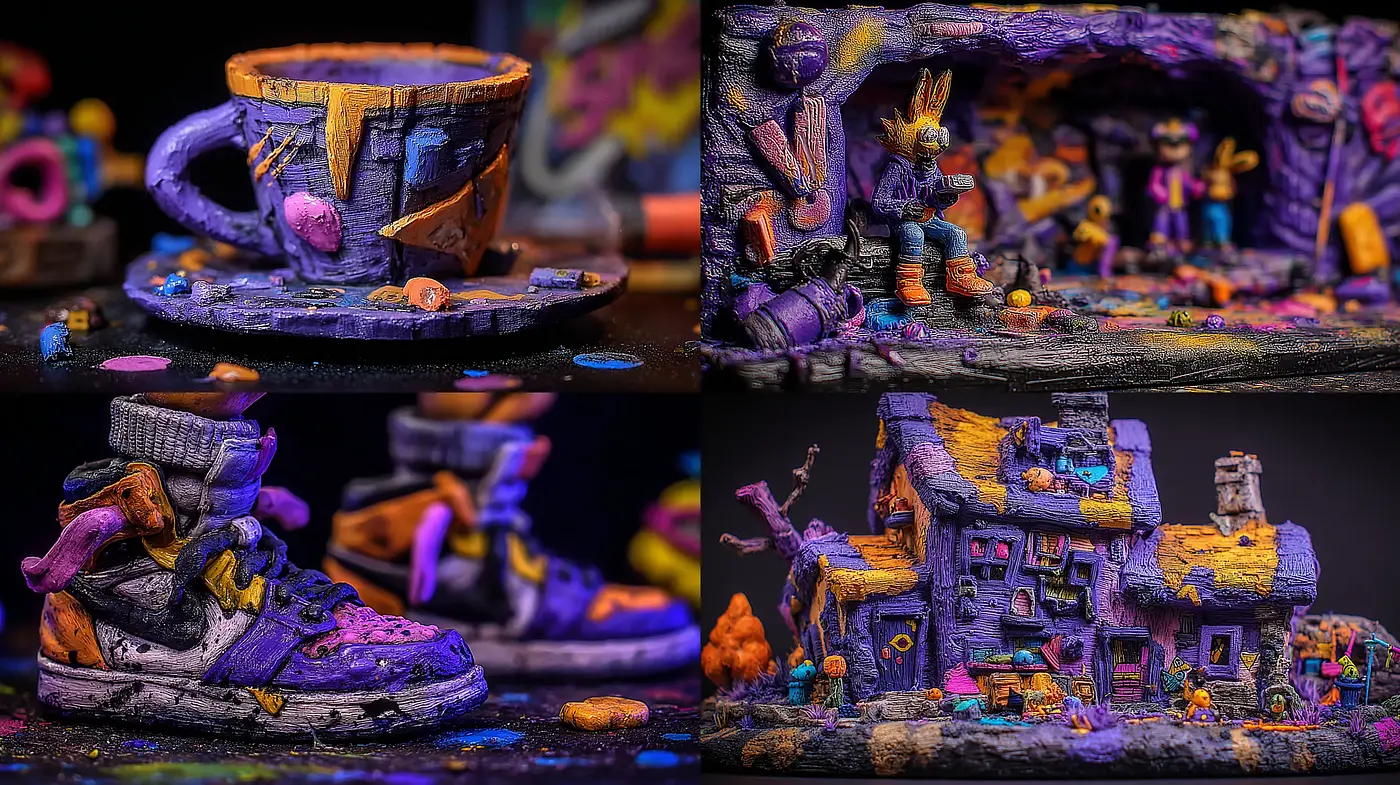 Surreal and Playful Textured Art with a Vibrant Palette - Midjourney sref style