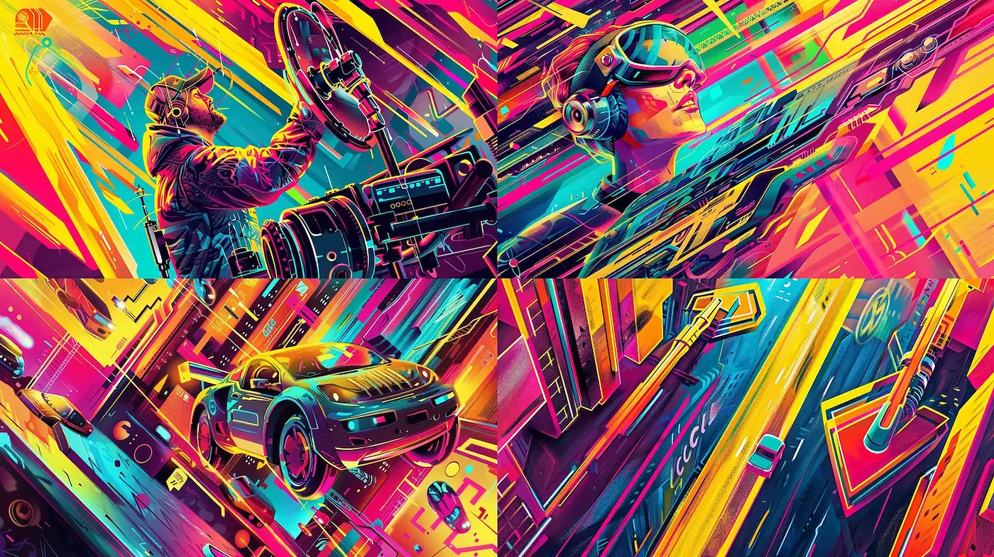 Vibrant Futuristic Cyberpunk Aesthetic with Digital Influences - Midjourney sref style