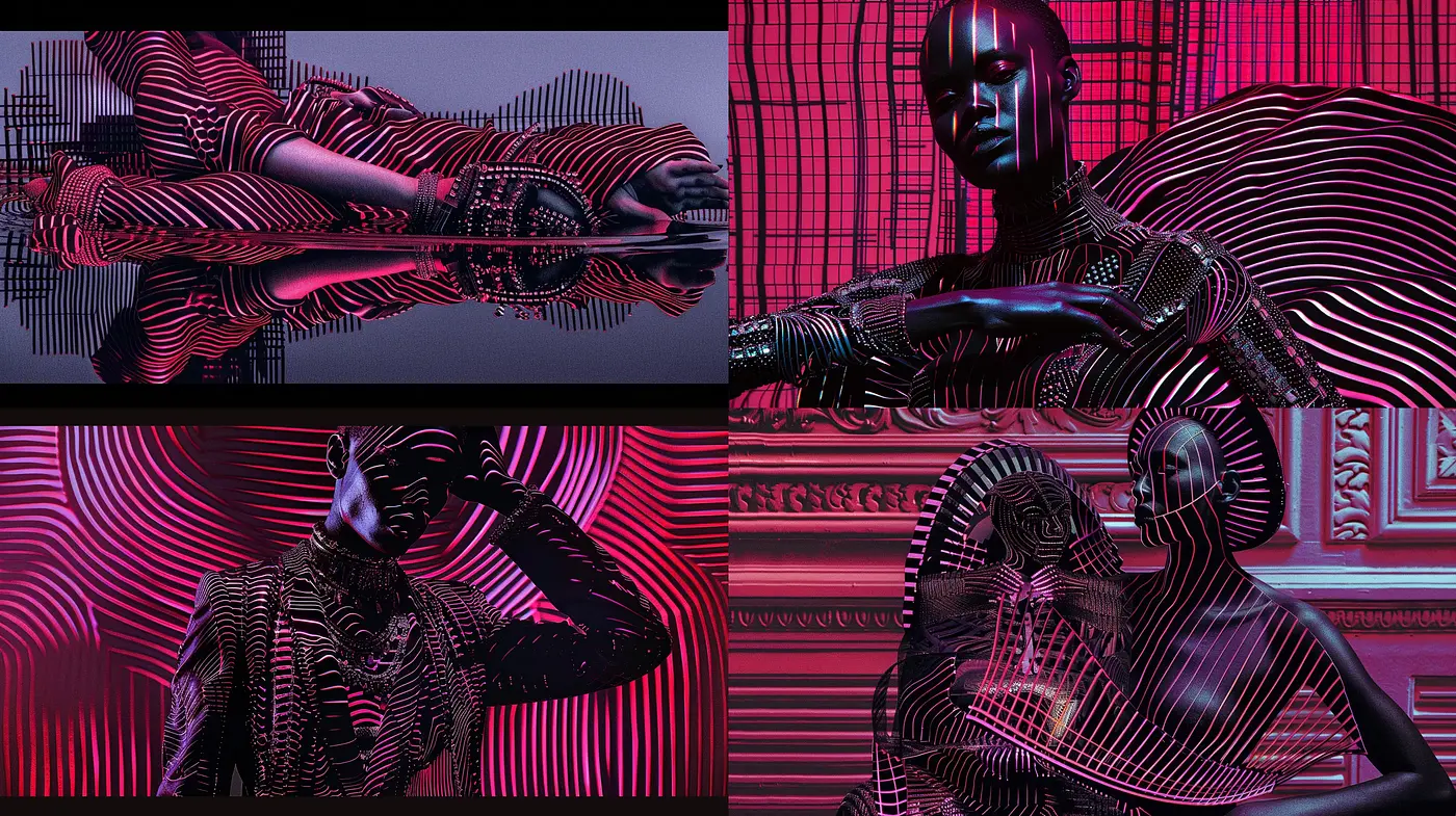 Futuristic Neon Noir: An Homage to Cybernetic Synthwave Aesthetics - Midjourney sref style