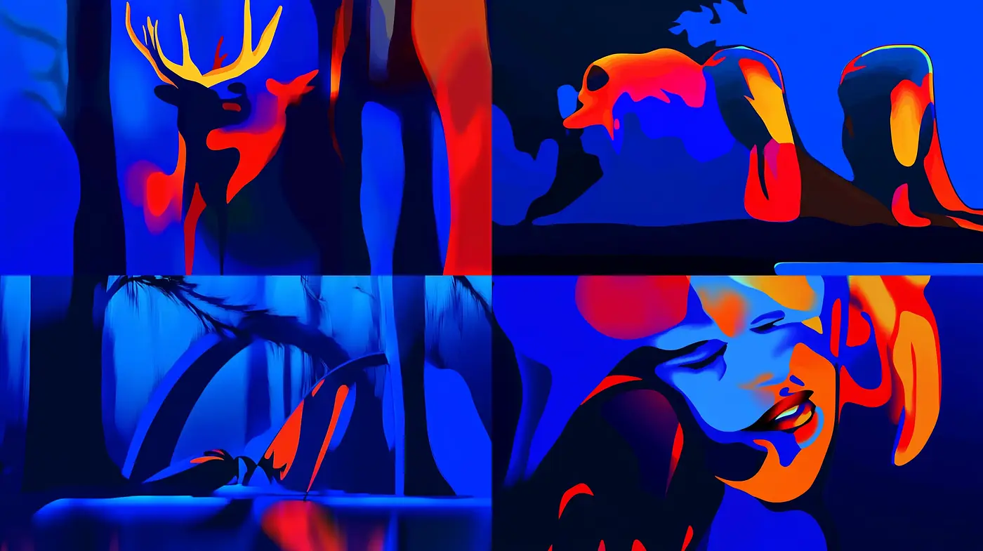 Surreal Contrasts and Ethereal Forms in Luminescent Hues - Midjourney sref style