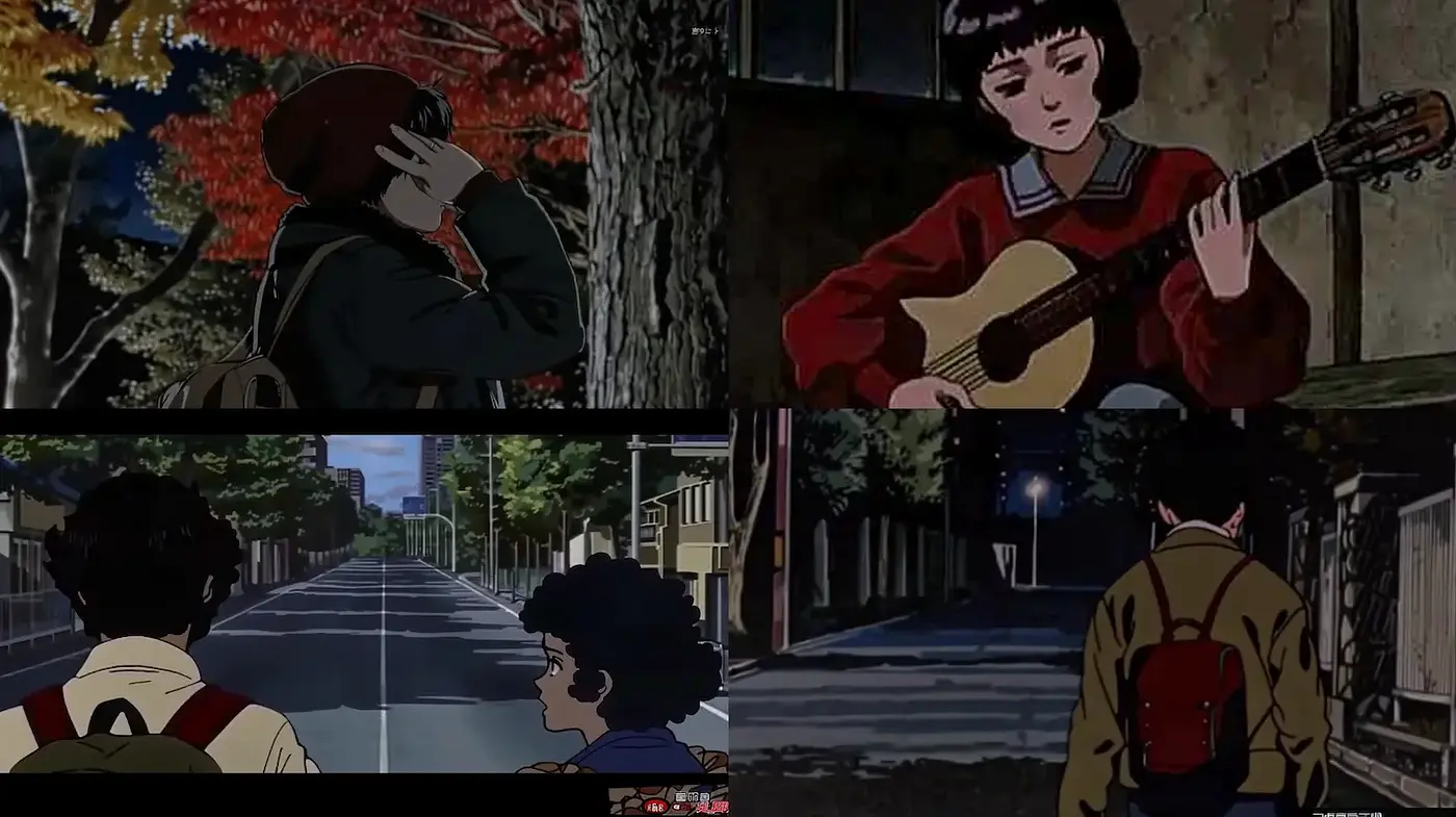 Atmospheric, retro-styled anime influence with emotive storytelling elements - Midjourney sref style