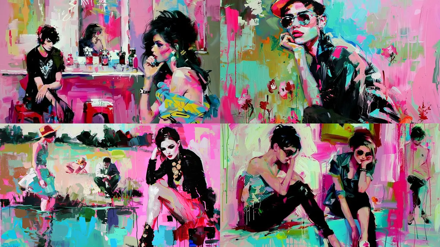 Vibrant Expressionist Brushwork with Contemporary Flair - Midjourney sref style