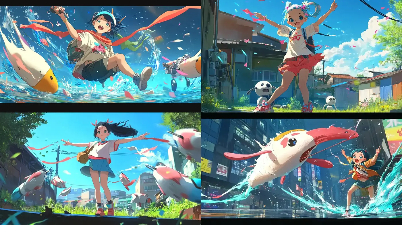 Vivacious Anime-Inspired Dynamic Scenes - Midjourney sref style