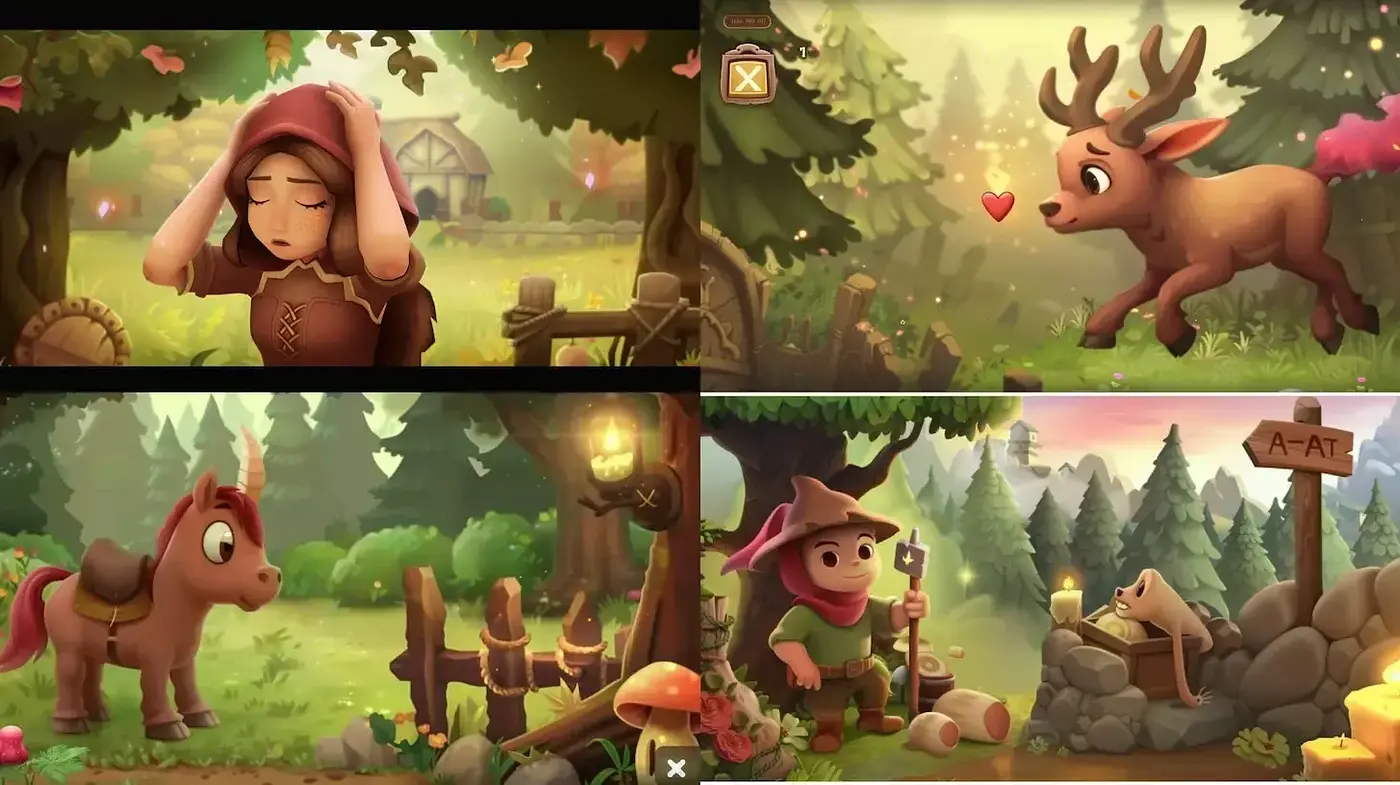 Playful and Colorful Illustrations with a Whimsical Nature Theme - Midjourney sref style