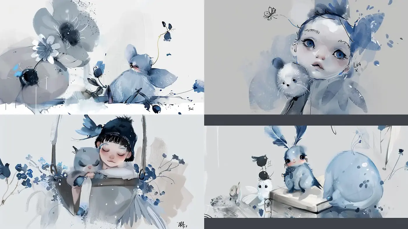 Whimsical Illustrative Art with a Dreamlike Quality - Midjourney sref style