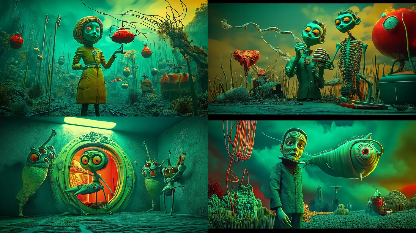 Surreal Dreamscapes: A Fantastical Dive into an Eerie Underwater World - Midjourney sref style