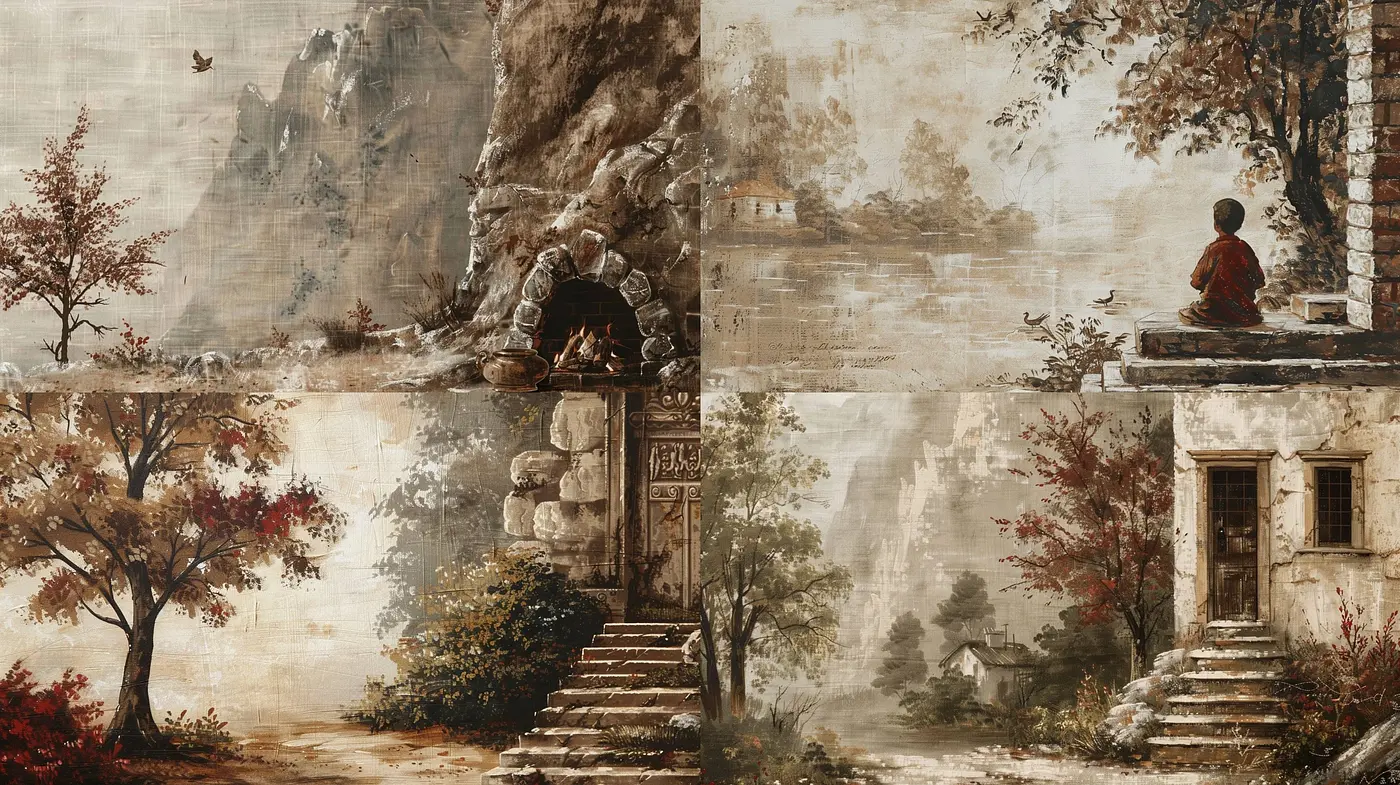 Whispering Hues of Sepia: A Transient Dance of Earthy Tones in Textured Serenity - Midjourney sref style