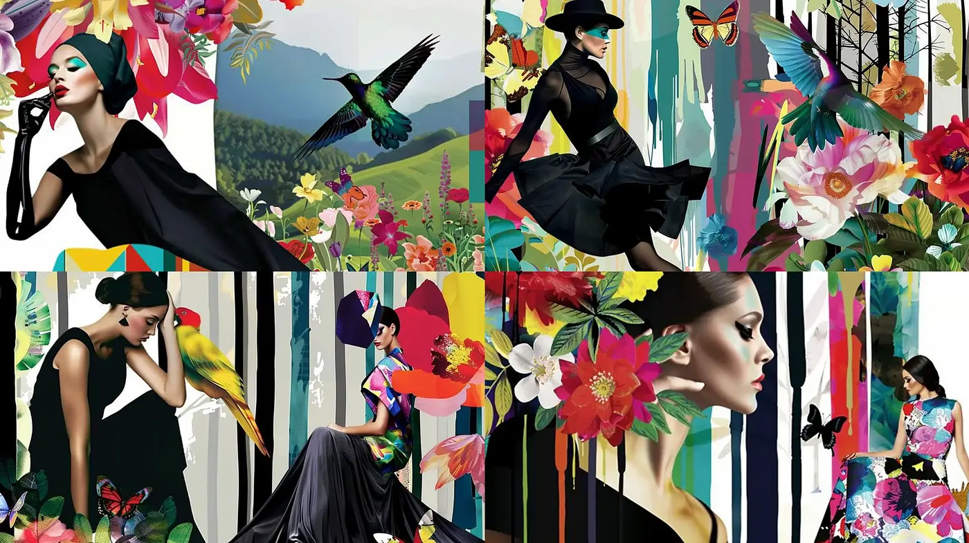 Floral Fantasy: A Fusion of Bold Florals and High Fashion Elegance - Midjourney sref style