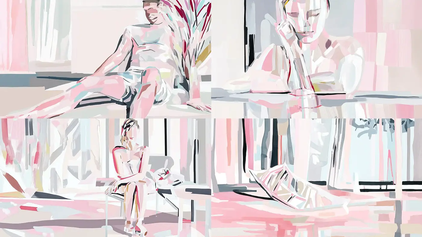 Pastel Contemporary Abstraction with Geometric Forms - Midjourney sref style