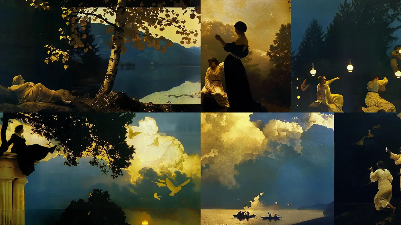 Ethereal Twilight Dreamscape with Romantic Influence - Midjourney sref style