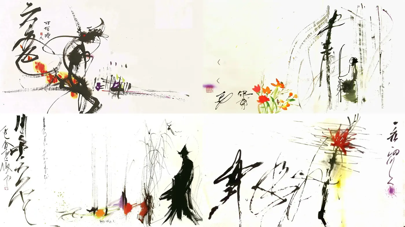Abstract Brushstroke Harmony with Eastern Aesthetics - Midjourney sref style