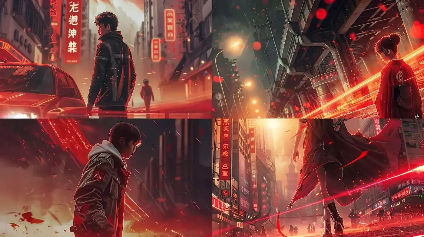 Futuristic Urban Aesthetic with a Neon Noir Influence - Midjourney sref style