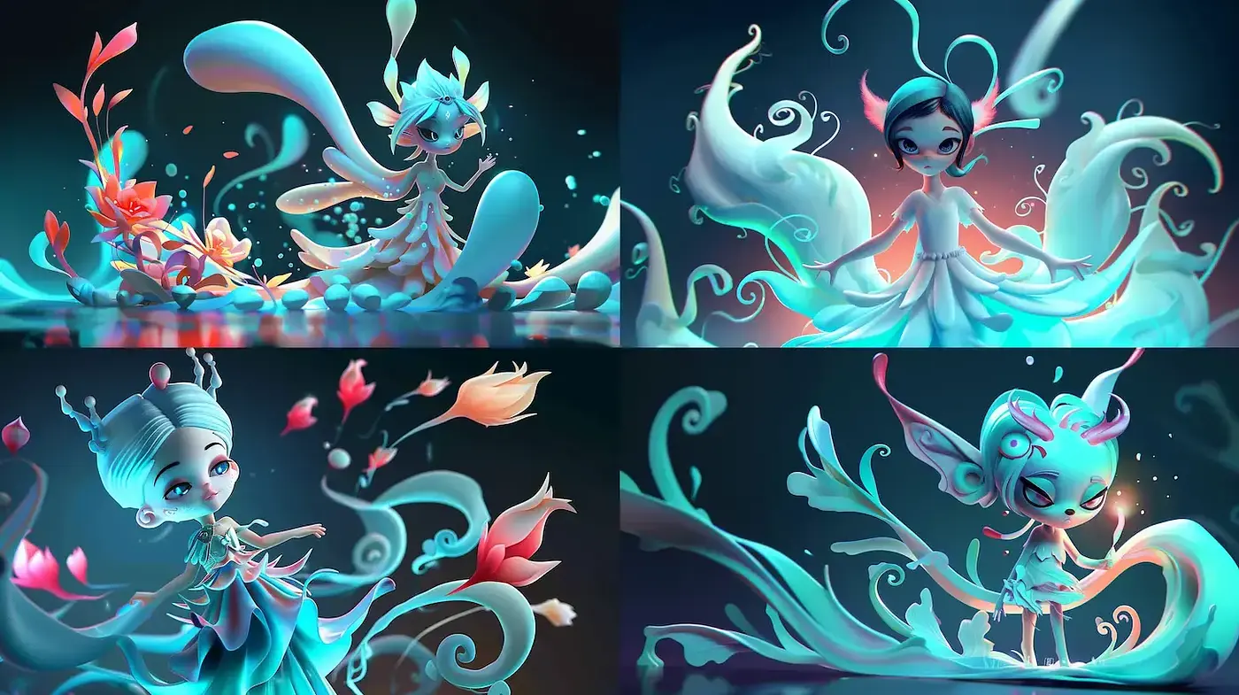 Whimsical and Ethereal Fantasy Art with Fluid Textures - Midjourney sref style