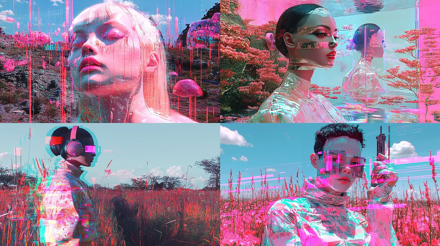 Cyberpunk Dreamscape: A Vivid Fusion of Digital Glamour and Dystopia - Midjourney sref style