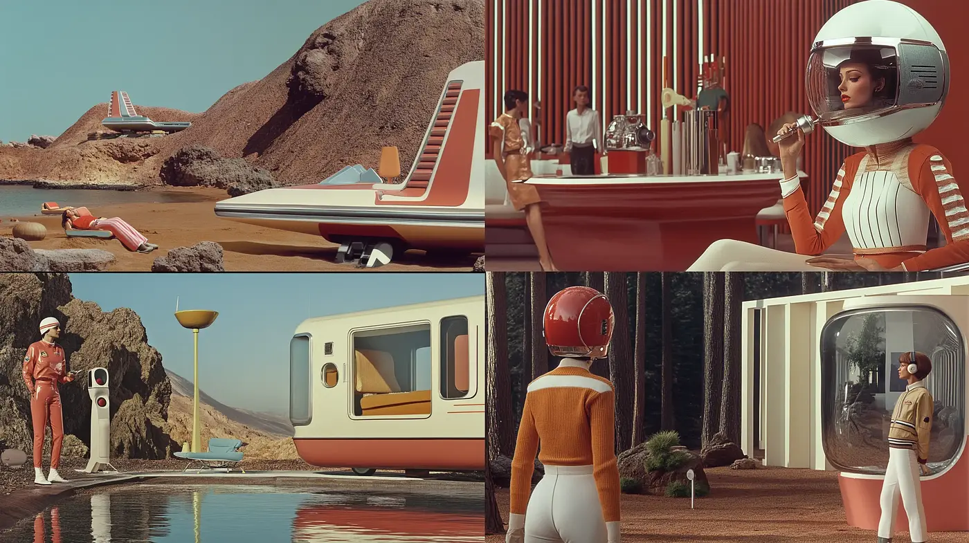 Retrofuturistic Reverie: A Harmonious Blend of Past and Future Aesthetics - Midjourney sref style