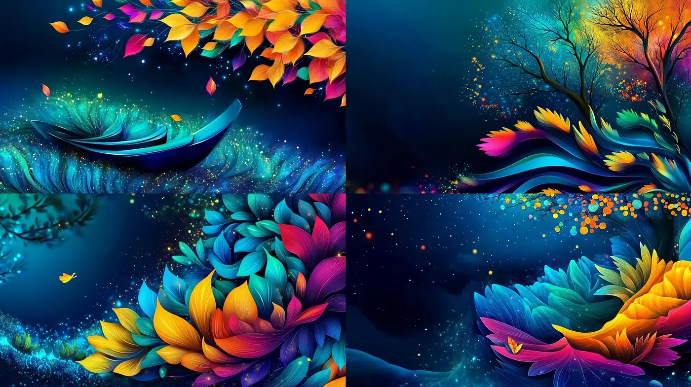 Vibrant Dreamscapes of Fluorescent Flora - Midjourney sref style