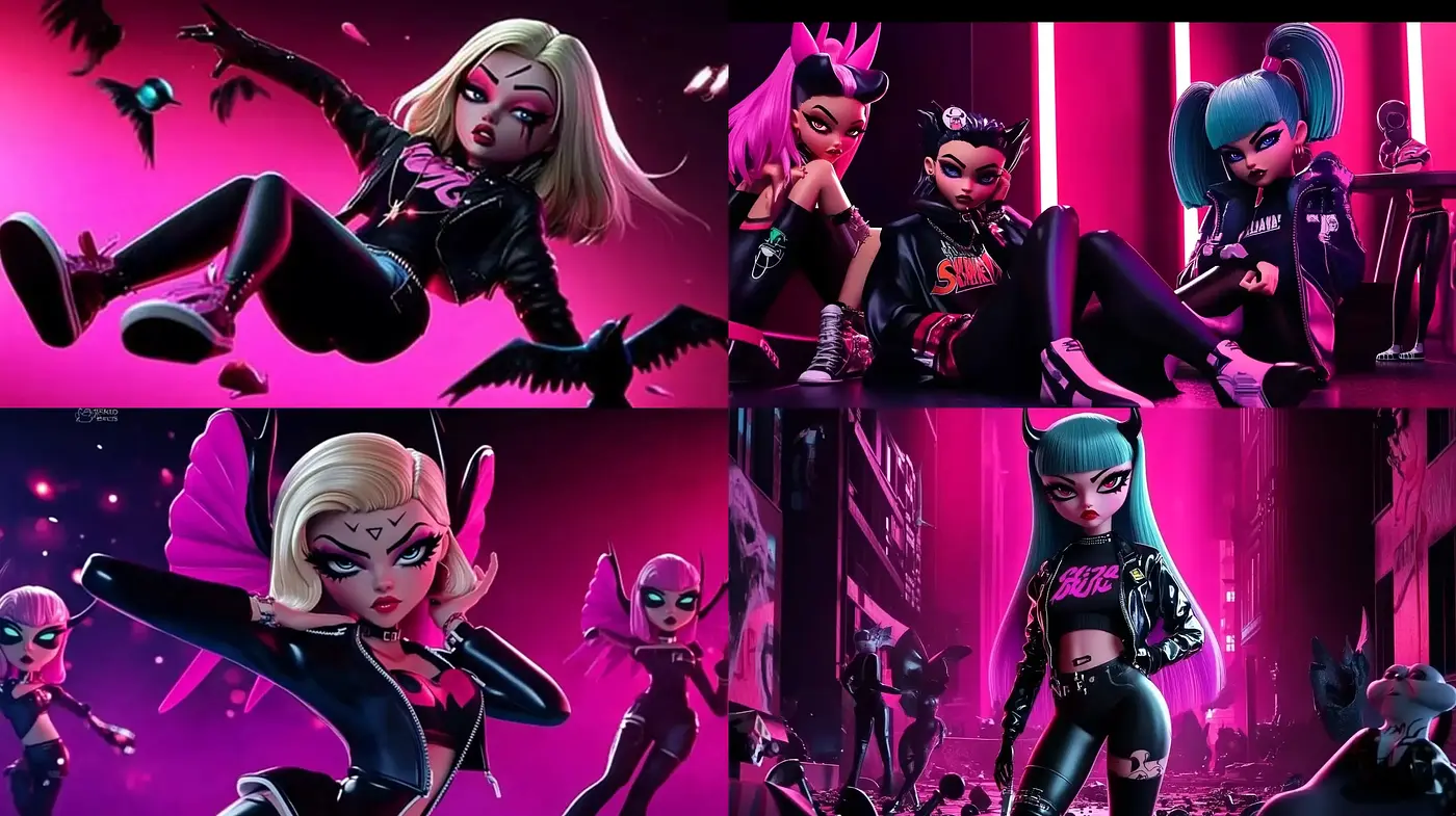 Neon Cyberpunk Dreamscape with Edgy Character Designs - Midjourney sref style