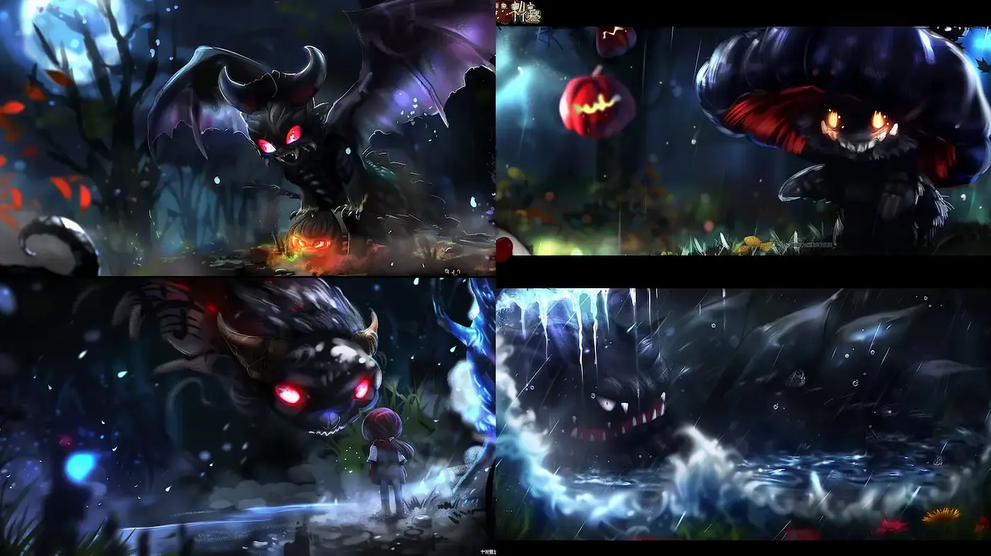 Enigmatic and Dark Fantasy Art with Whimsical Elements - Midjourney sref style