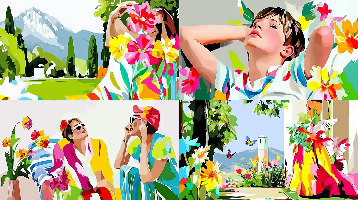 Luminous Floral Impressions in Vivid Colors - Midjourney sref style