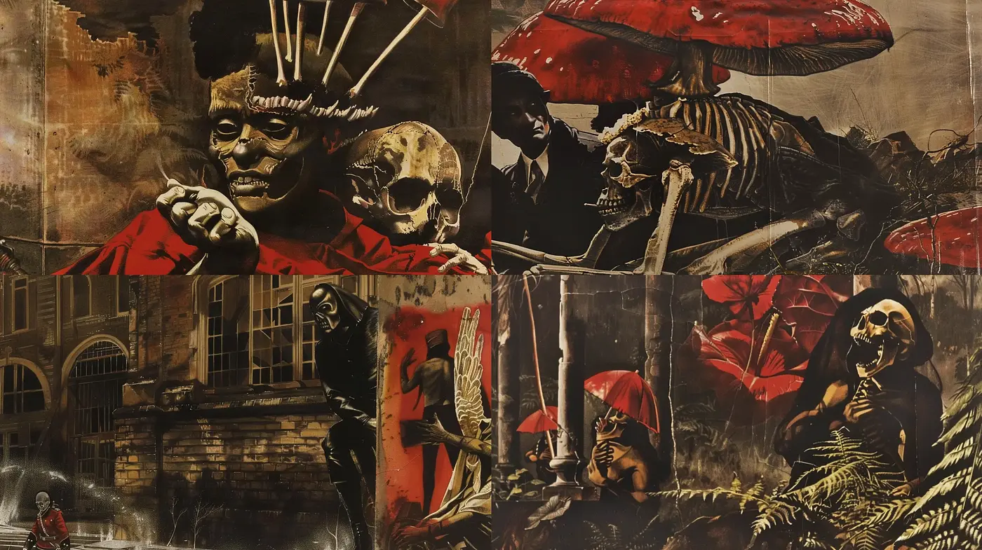 Gothic Macabre Fusion with Vintage Film Textures - Midjourney sref style