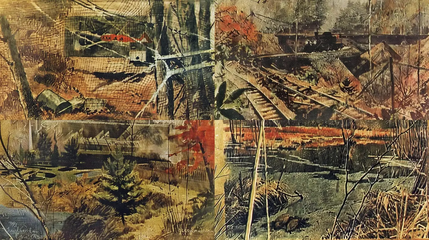 Decay and Reclamation: Abstract Interpretation of Nature's Cycle - Midjourney sref style