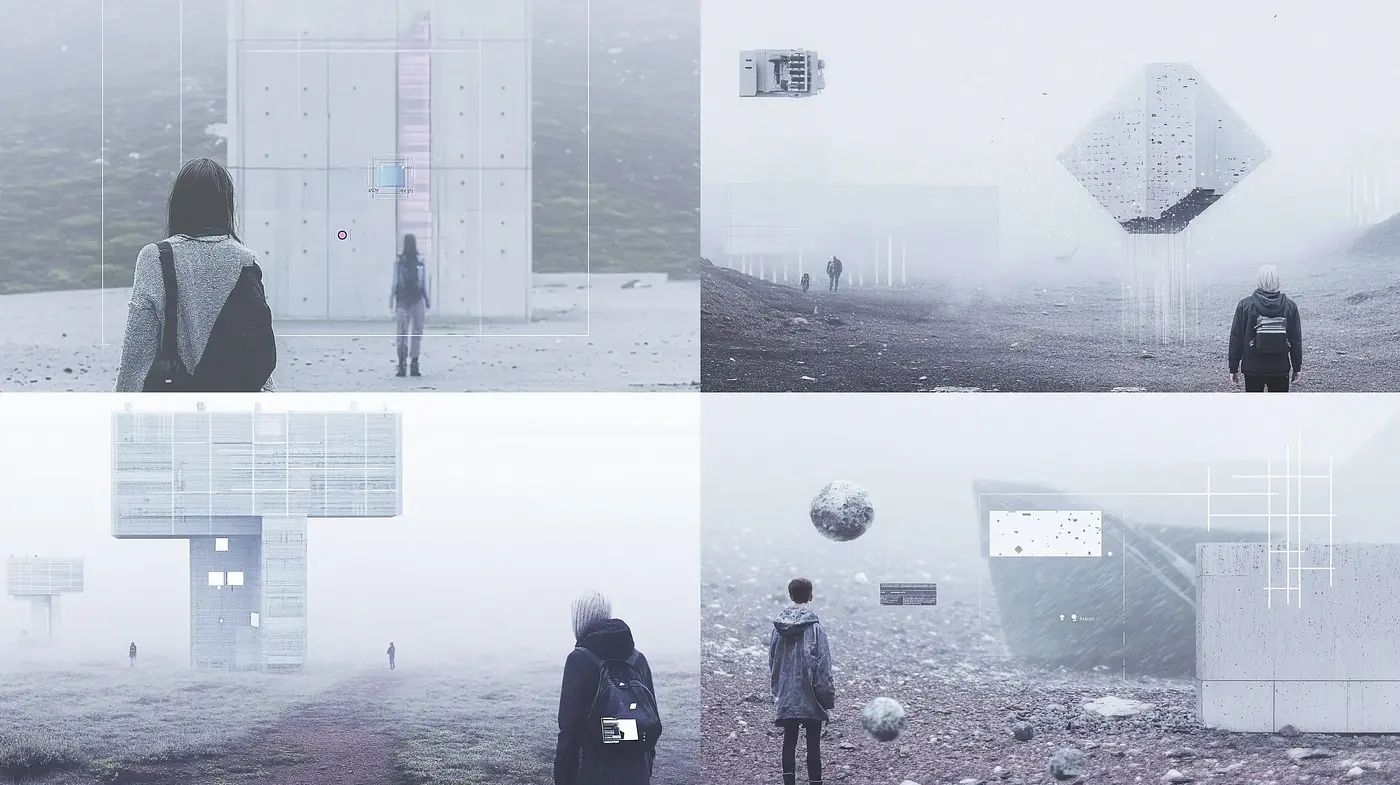 Ethereal Monochromatic Dreamscape in Misty Hues - Midjourney sref style