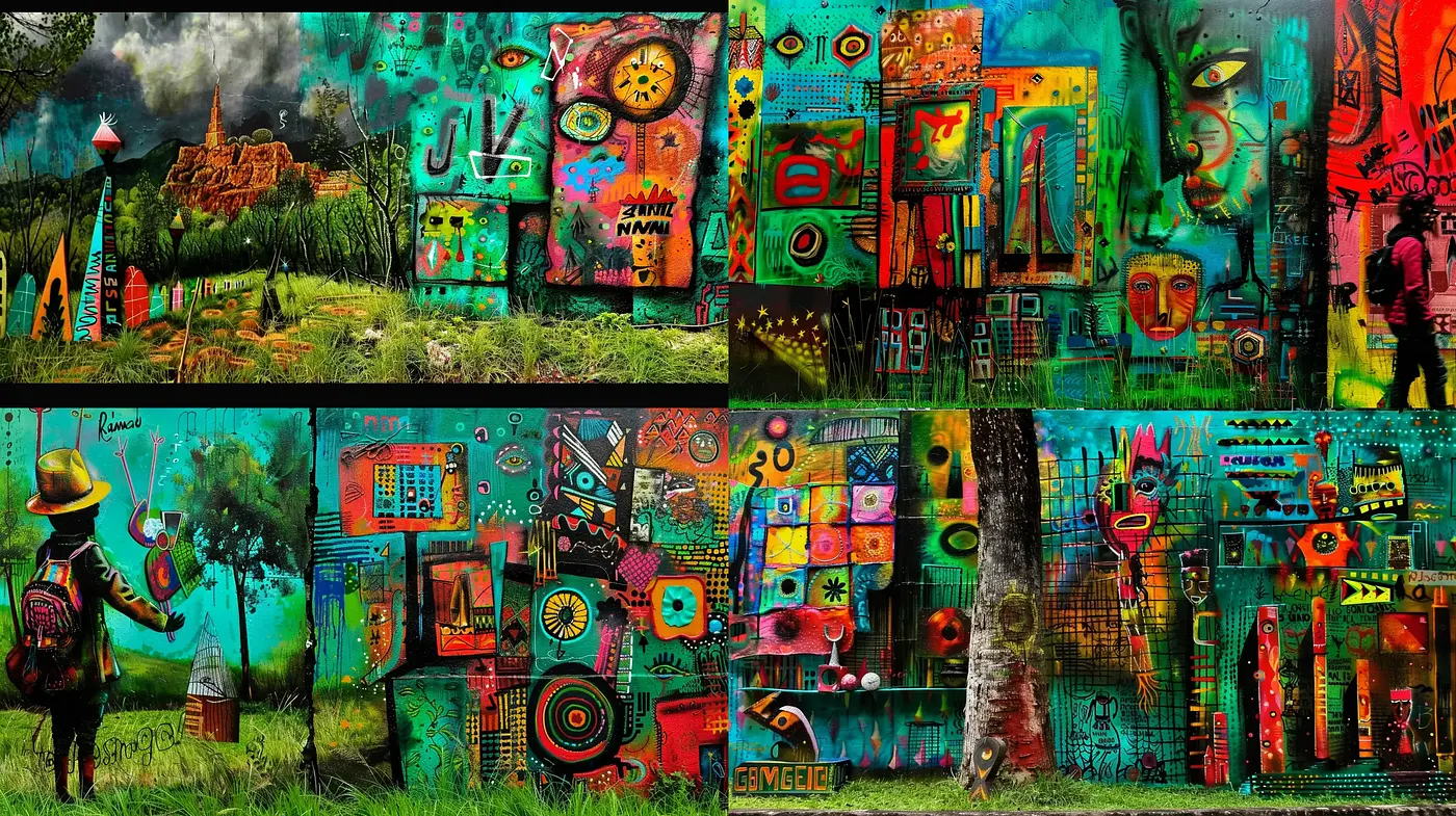 Eclectic Visions of Urban Psychedelia - Midjourney sref style