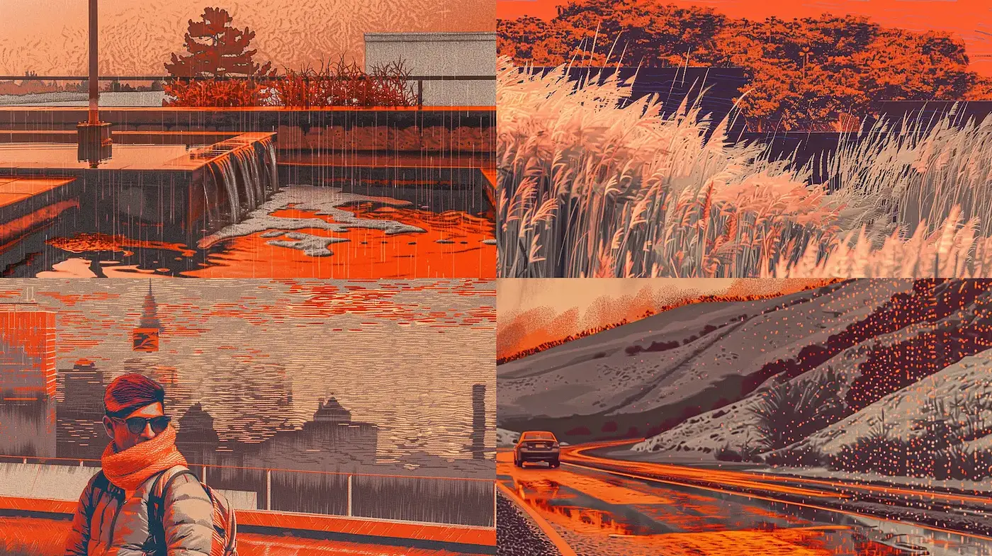 Energetic and Warm Landscapes with a Hint of Nostalgia - Midjourney sref style