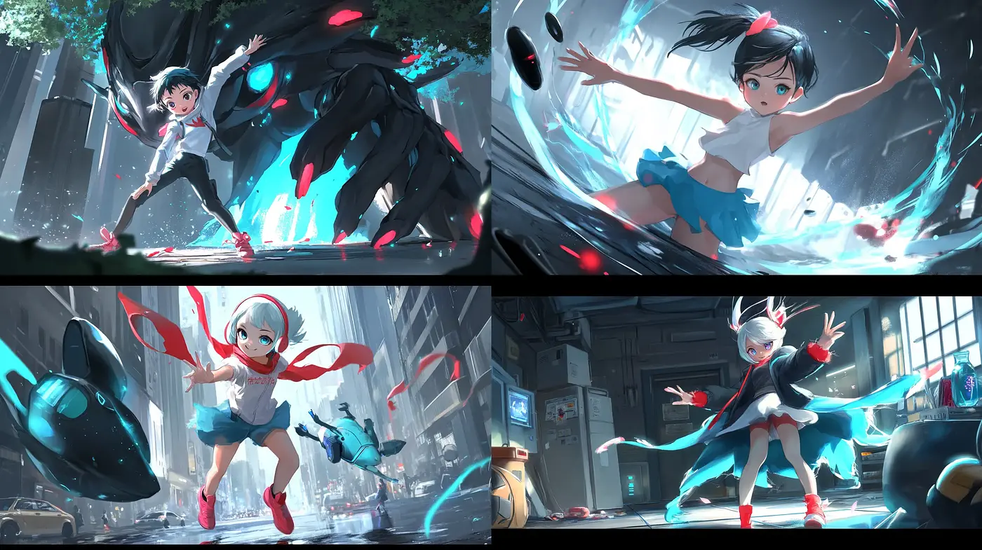 Dynamic Anime-Influenced Action Scenes with Sci-Fi Elements - Midjourney sref style