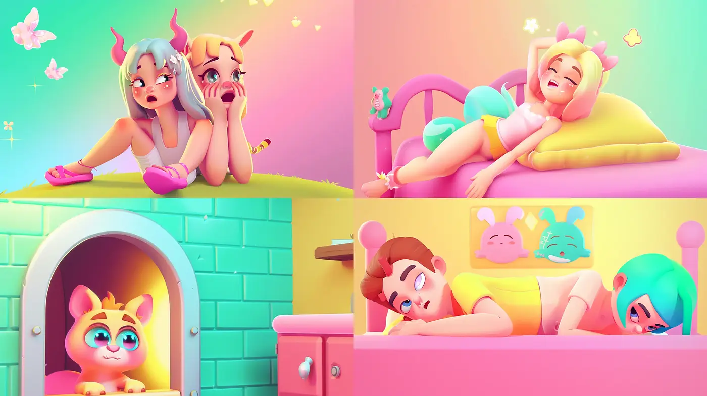 Saturated Pastel Dreamscapes with Playful Cartoon Essence - Midjourney sref style