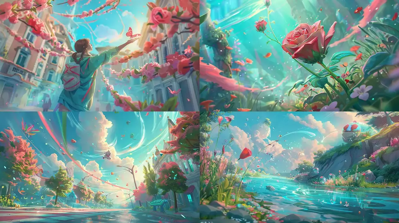 Ethereal Dreamscape in Pastel Hues: A Consistent Vision of Stylized Natural Harmony - Midjourney sref style