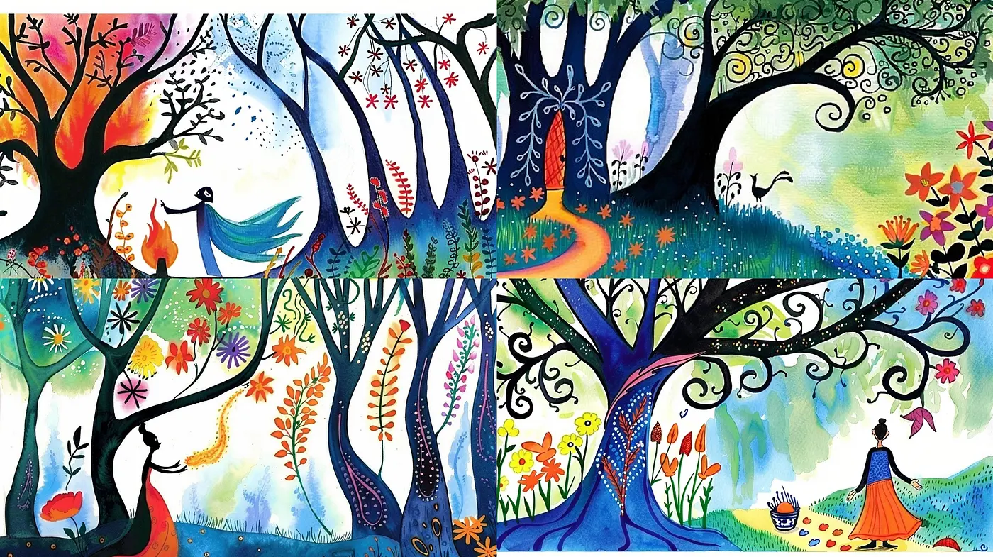 Spectral Symphony of Surreal Whimsy: A Fusion of Vivid Hues and Impressionist Echoes - Midjourney sref style