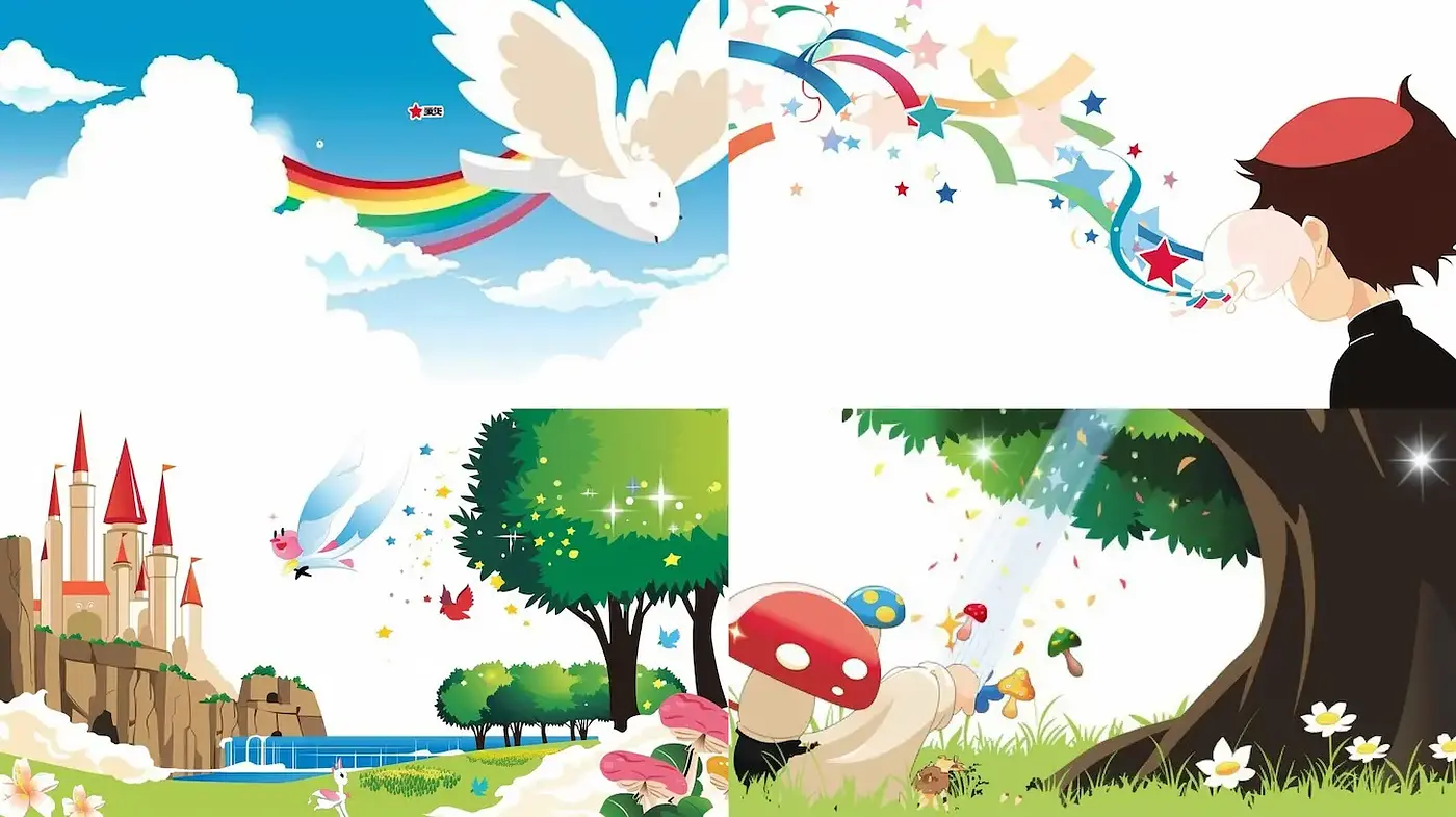Whimsical and Colorful Digital Artwork Inspired by Playful Fantasy Themes - Midjourney sref style
