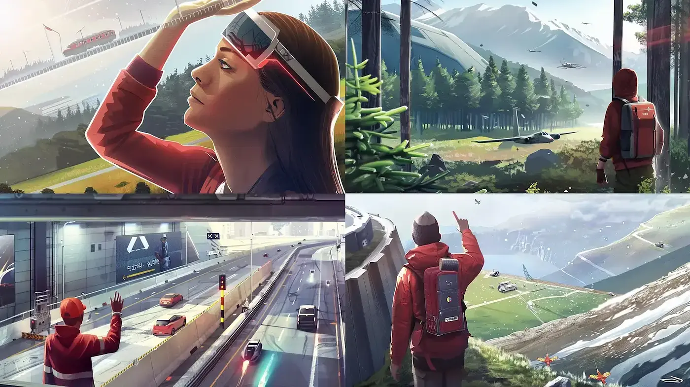 Cinematic and Futuristic Landscape Illustrations with Adventure Vibes - Midjourney sref style