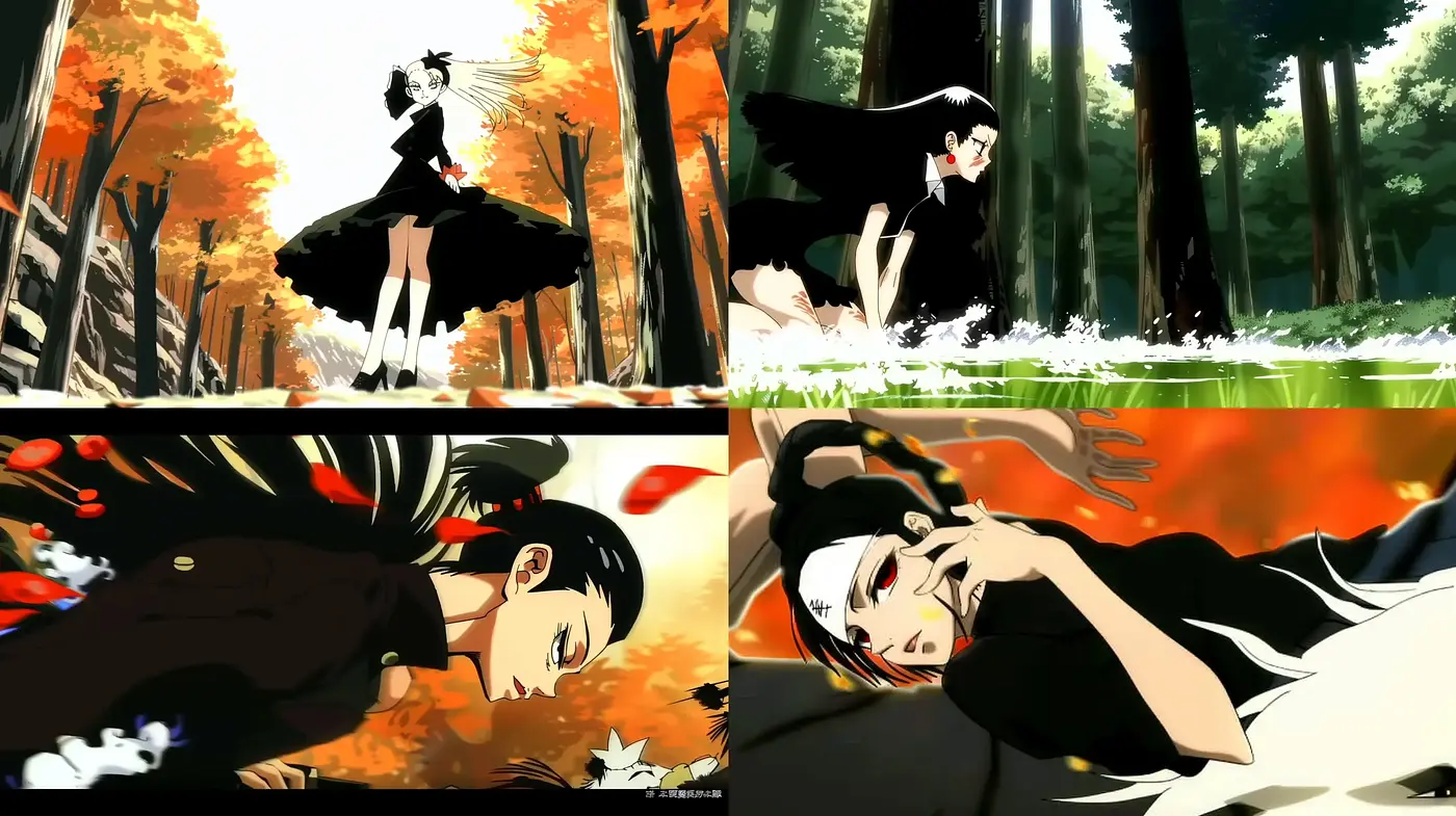 Dynamic Anime-Inspired Visual Synthesis with Autumnal Hues - Midjourney sref style