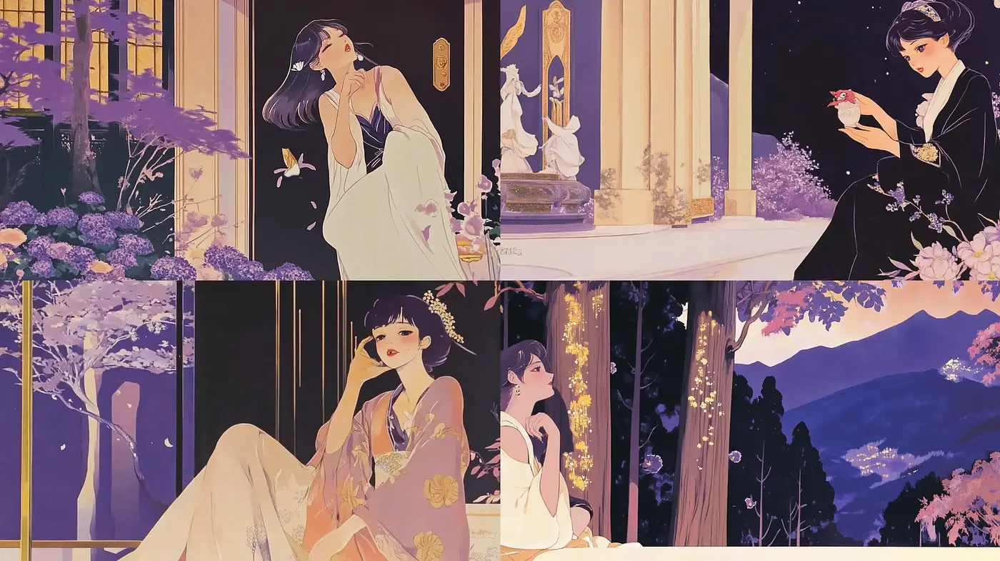 Ethereal Art Nouveau Reverie with Anime Overtones - Midjourney sref style