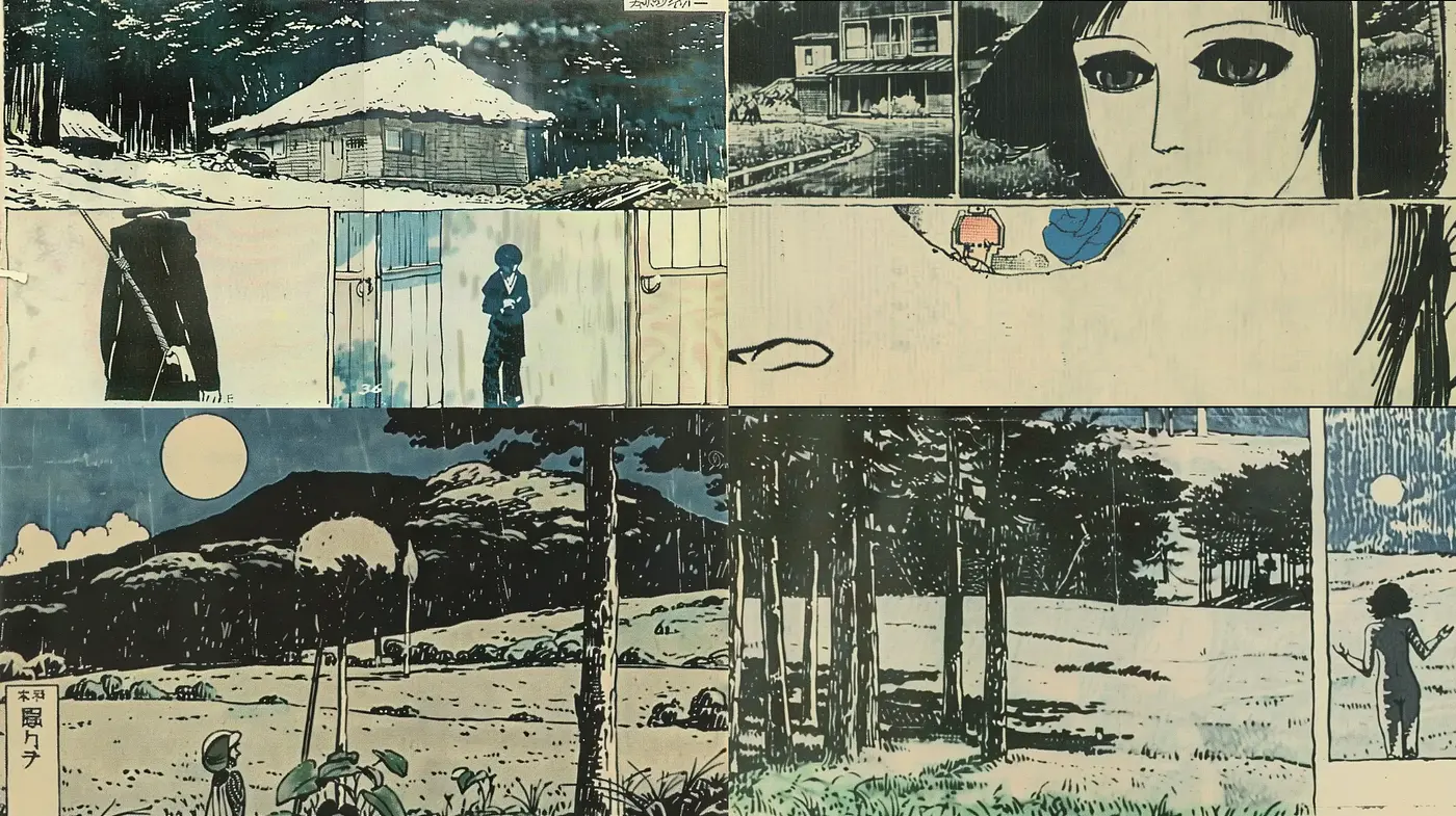 Retro-Print Aesthetic with Manga-like Storyboard Elements - Midjourney sref style