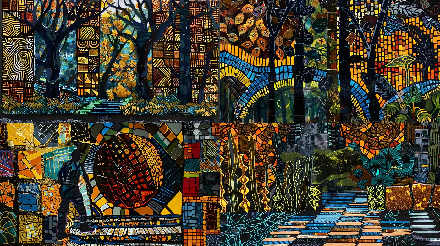 Mosaic of Nocturnal Mystique: A Tapestry of Enchanted Patterns - Midjourney sref style