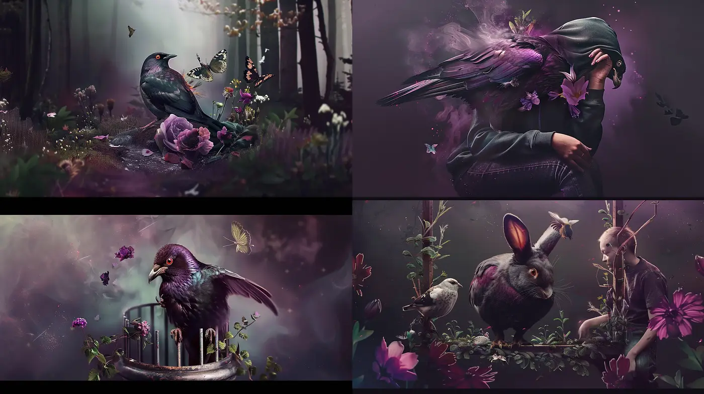 Ethereal Gothic Dreamscapes in Muted Violet Hues - Midjourney sref style