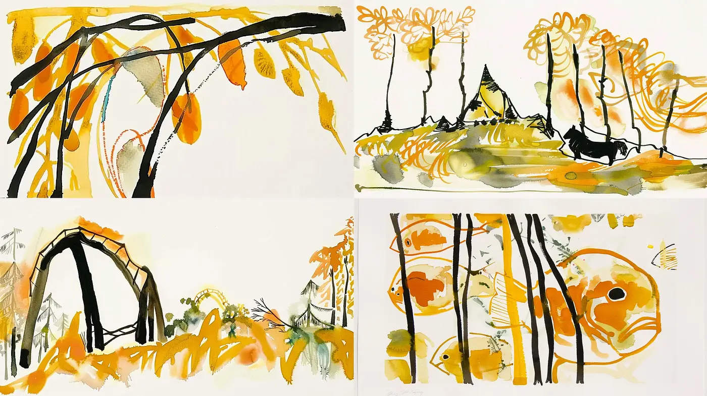 Abstract Autumnal Brushwork Fusion - Midjourney sref style
