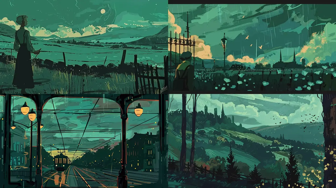 Ethereal Twilight Hues with Stylized Painterly Textures - Midjourney sref style