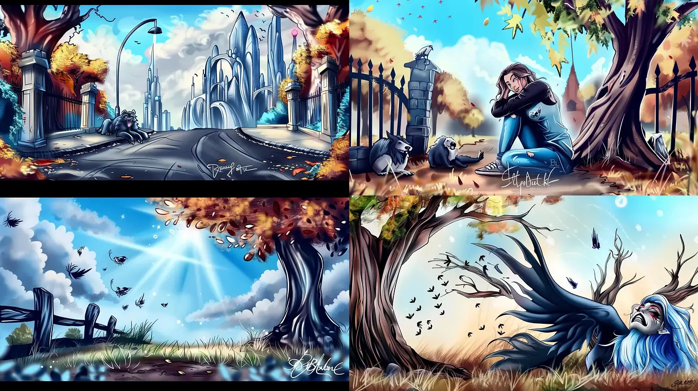 Fantasy Fusion with Expressive Linework and Luminous Hues - Midjourney sref style