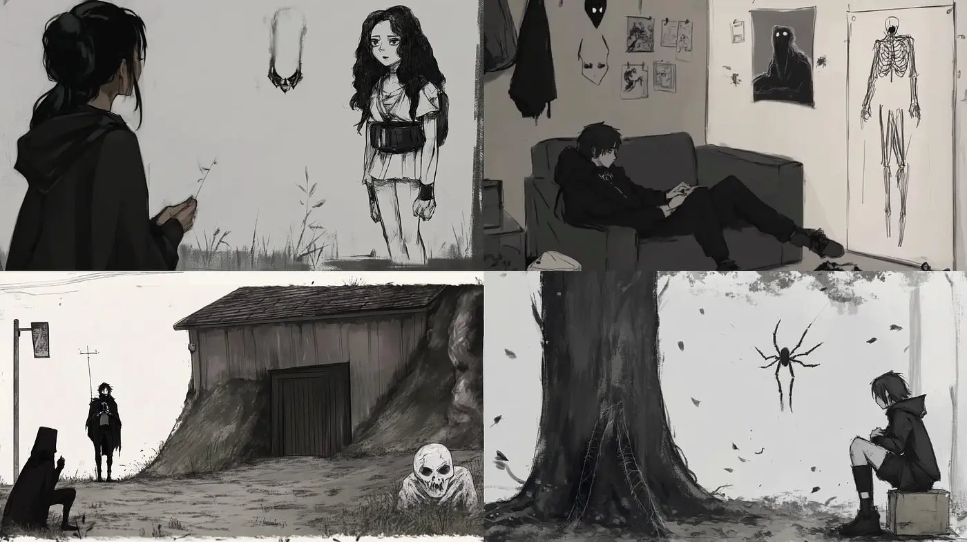 Monochromatic Whispers of Gothic Mystery - Midjourney sref style