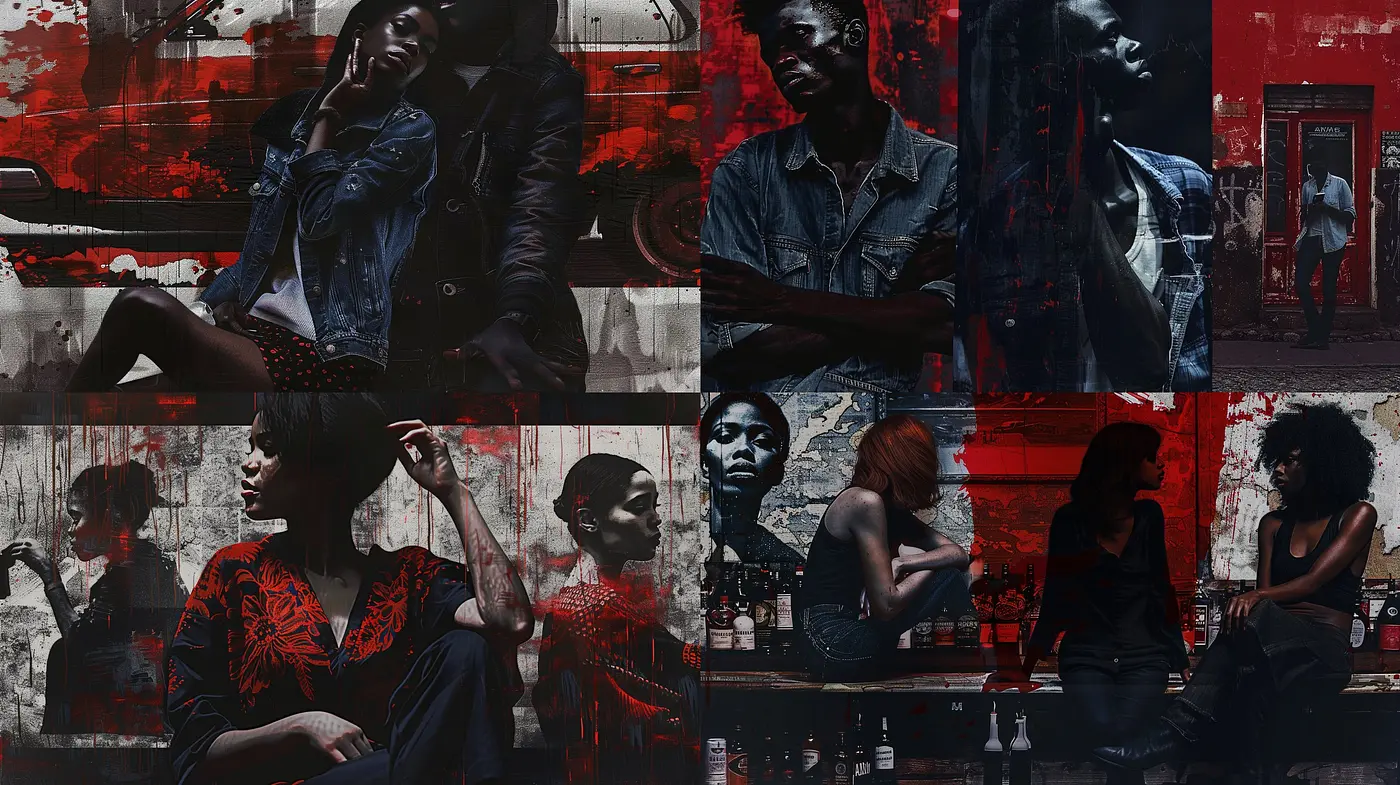 Moody Grunge Aesthetic with a Noir-Inspired Undercurrent - Midjourney sref style