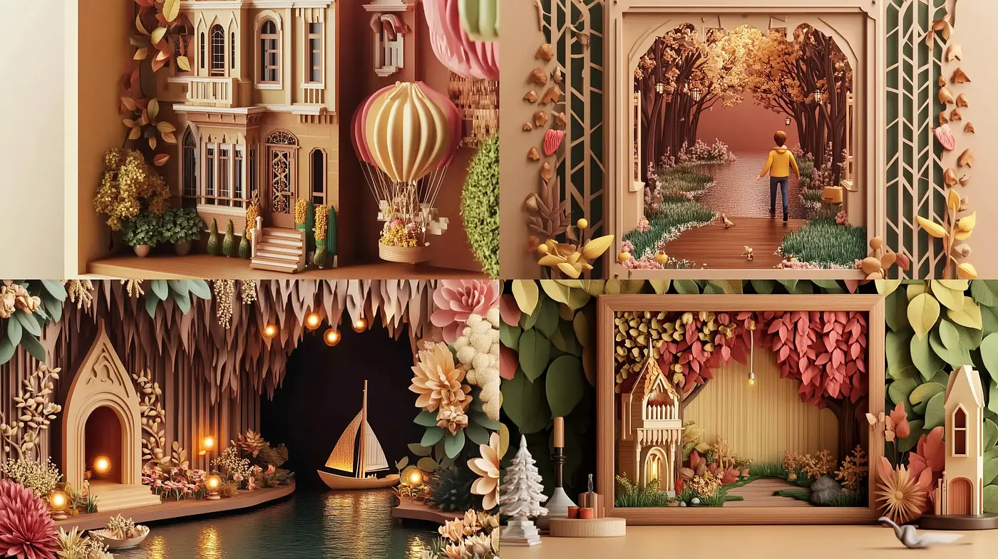 Enchanting Fairytale Papercraft Escapades - Midjourney sref style