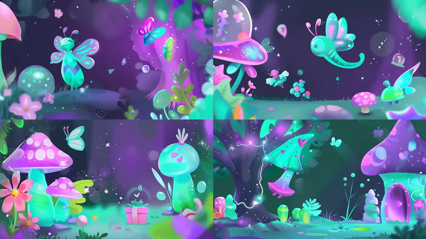 Enchanted Surreal Garden: A Whimsical Digital Dreamscape - Midjourney sref style