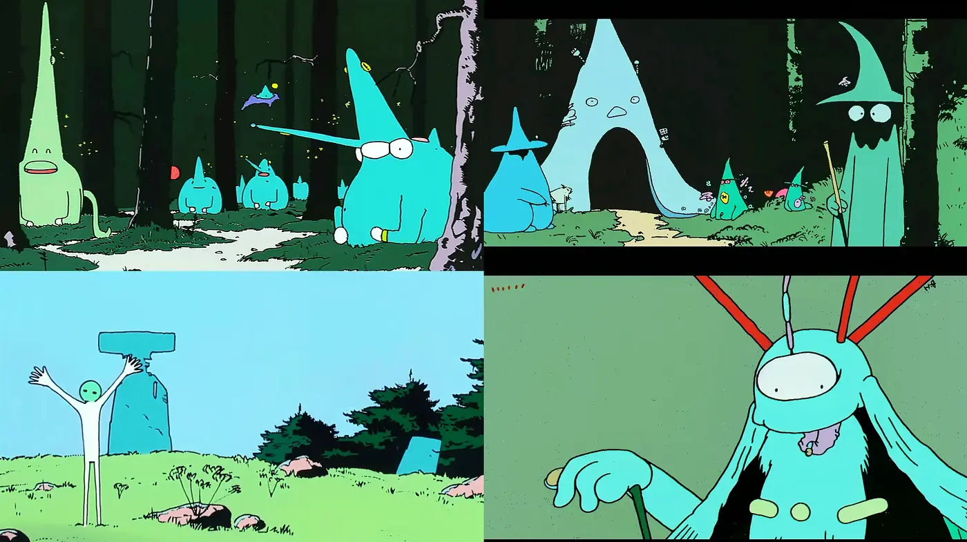 Enigmatic Fusion of Graphic Novel Flair and Surreal Storybook Imagery - Midjourney sref style