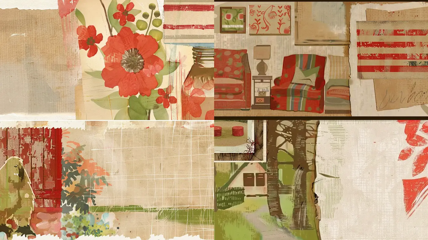 Textured Florals and Vintaged Domestic Bliss - Midjourney sref style