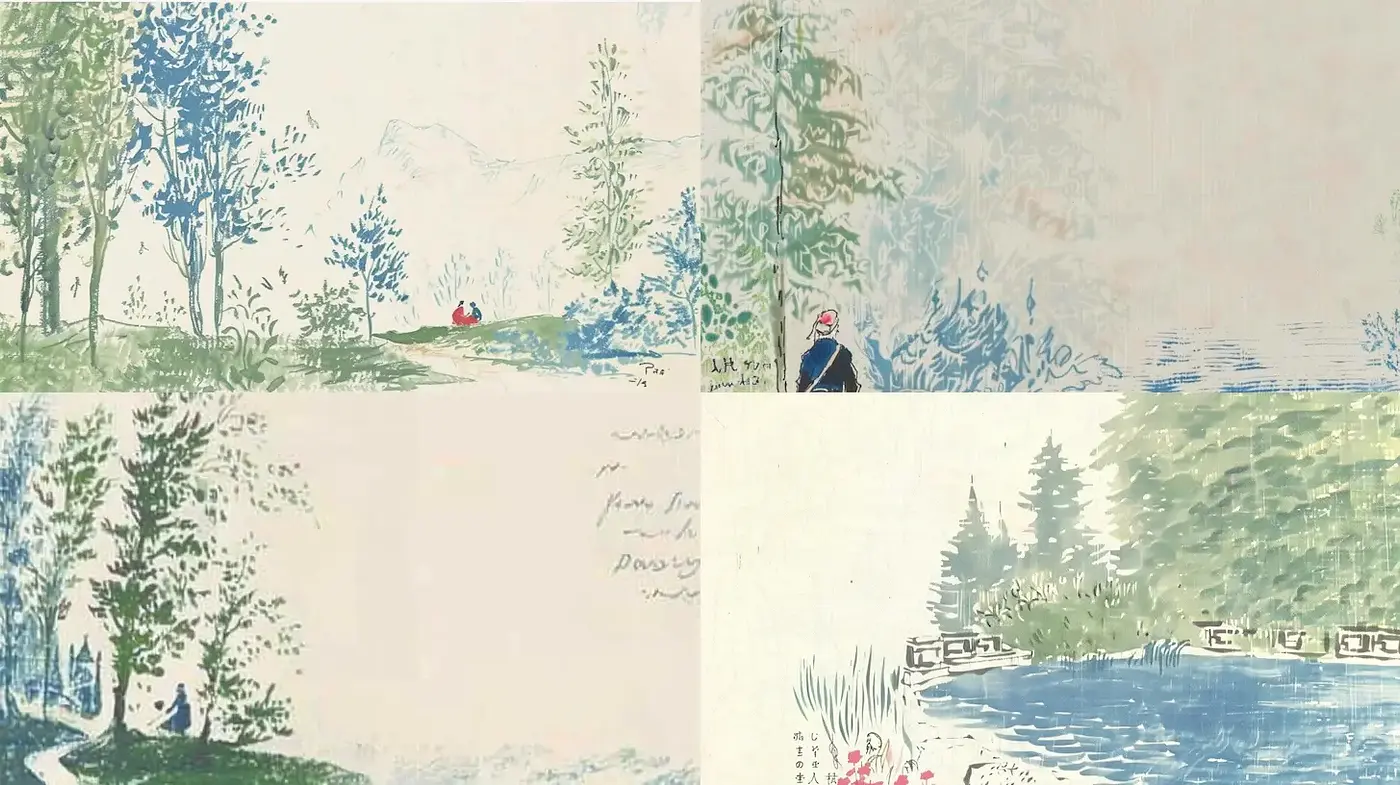 Serene Landscape Illustrations with a Soft, Artistic Flair - Midjourney sref style